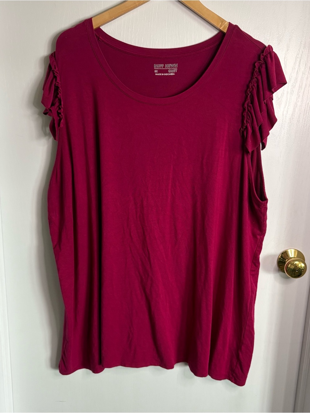 Ruff Hewn Ruffle Cap Sleeve Scoop Neck Jersey Tunic 3X Minimalist Feminine